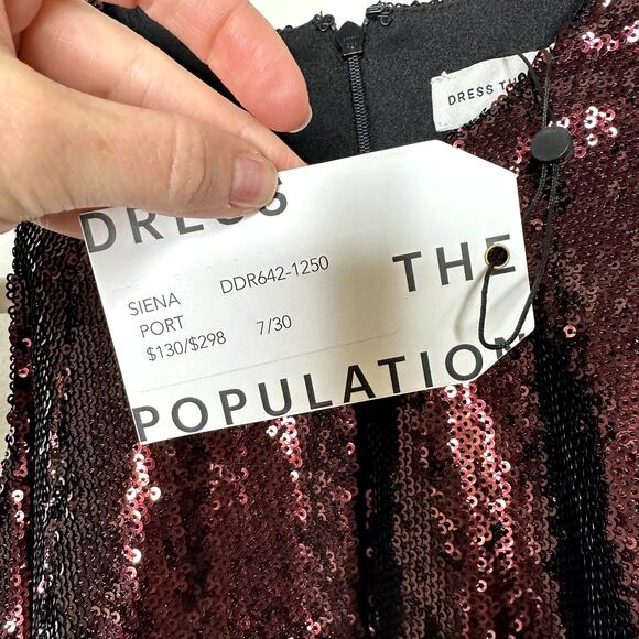 Dress the Population DTP NWT Siena in Port Brown Sequin Formal Midi Dress Gown - Picture 7 of 7